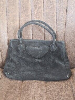 Vintage Sonia Rykiel Paris Black Suede Heart Detail Small Handbag